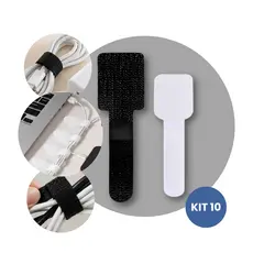 Kit 10 Abraçadeira Velcro Adesivo Presilha Organizador De Cabos Reutilizável