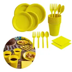 Kit Descartáveis Festa 250 Un Copos Pratos Garfinhos Colheres Guardanapos Coloridos Para Festas
