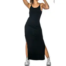 VESTIDO FEMININO LONGO DE ALCINHA COM FENDAS LATERAIS MAHLA CANELADO