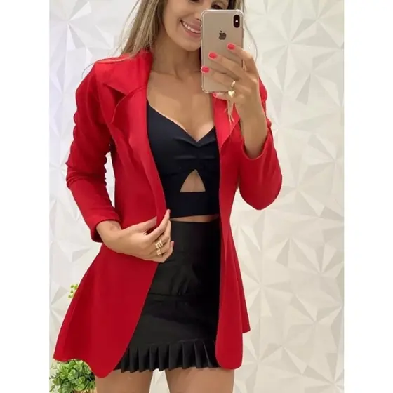 BLEIZER LONGO MAX neopreme tendencia feminino