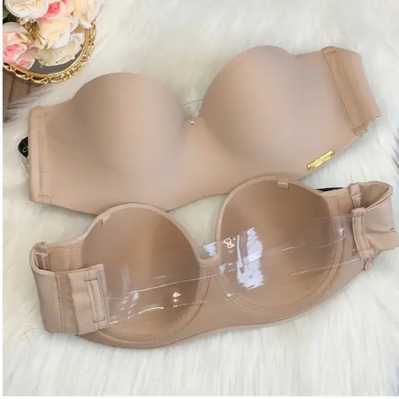 Sutiã Costas Silicone com Bojo Feminino Roupa Íntima Tomara que Caia Halter sem Alça