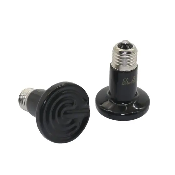 1Pc E27 Pet Luz De Aquecimento 25W 50 75 100 Mini Infravermelho Cerâmica Emissor Lâmpada Calor Preto Para Réptil Chocade