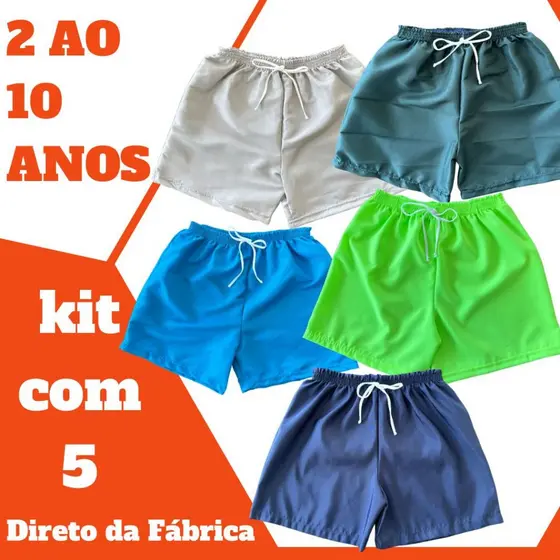 Shorts Bermuda Mauricinho Infantil Microfibra Tactel - Leve - Verão - Dia a dia  Praia e Piscina