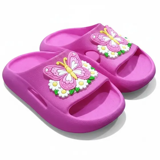 Chinelo Nuvem Infantil Feminino de Borboleta Leve e Confortável Slide de Menina Passeio e Dia a Dia