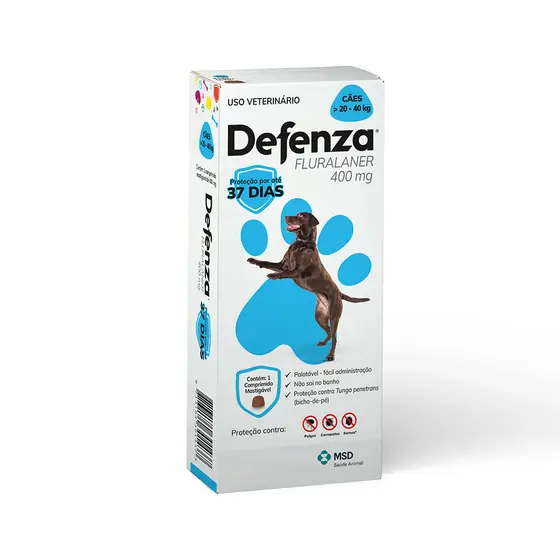 Defenza Antipulgas Carrapatos Sarnas Cães 20 a 40kg 400mg