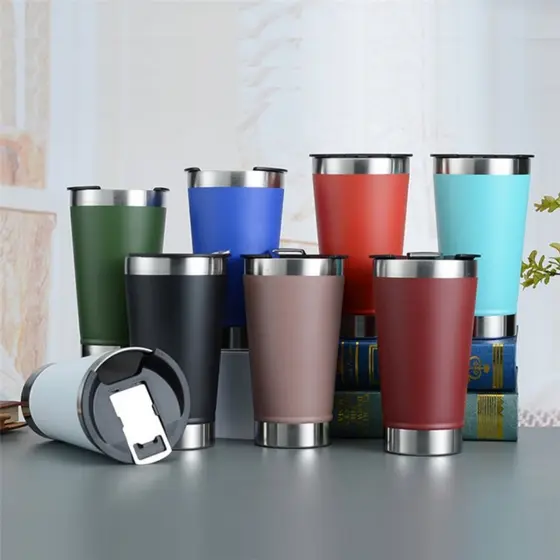 Copo Térmico 473ml Com Tampa E Abridor Para Cerveja