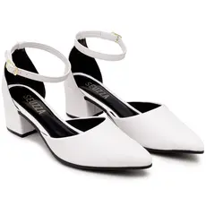 Scarpin Feminino Bico Fino Salto Grosso Sapato Social e Casual Fechado Fivela Sofisticado Lançamento