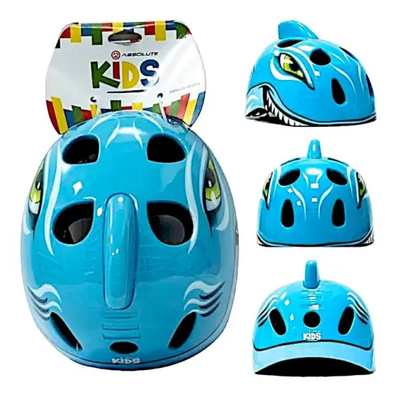 Capacete Infantil Absolute Kids Tubarão Azul Para Bicicleta Patinete Skate Criança