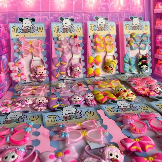 Kit Infantil de 6 Acessórios para Cabelo Presilhas Laços e Personagens Divertidos (P02)