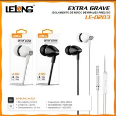 Fone de Ouvido com Fio Sem Ruídos Extra Grave LE-0203