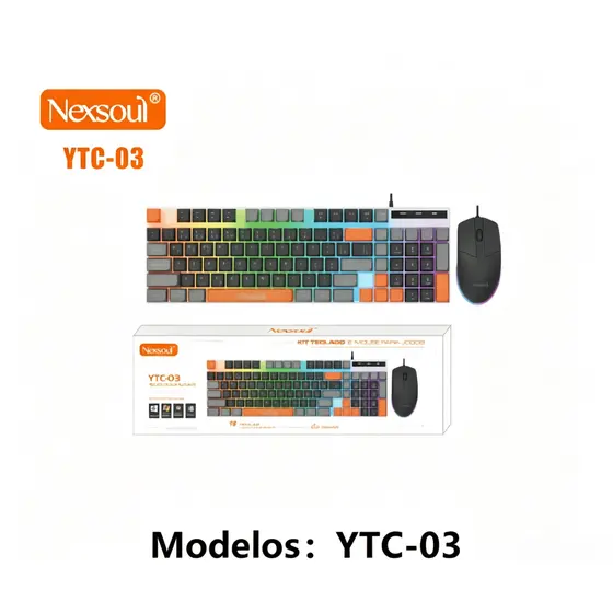 Kit Teclado e Mouse Gamer Nexsoul YTC‑03 | RGB Ergonômico Alta Durabilidade Compatível com Windows