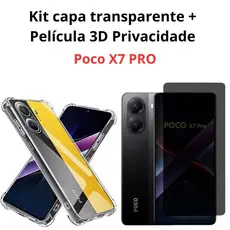 Kit Capinha Anti-Impacto Transparente + Película 3D Privacidade P/Poco X7 Pro