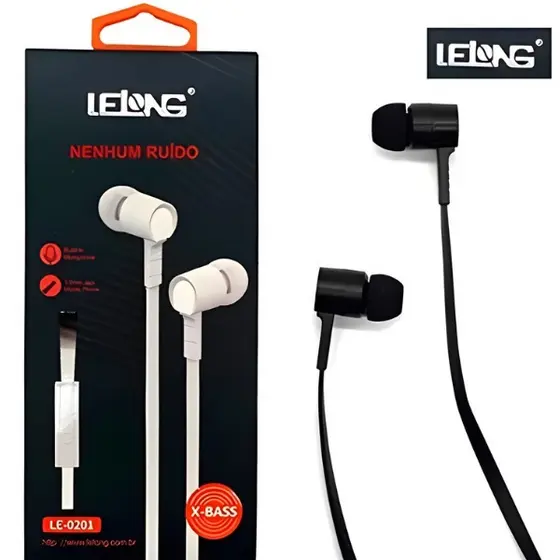 Fone de Ouvido com Fio X-BASS Sem Ruídos LE-0201