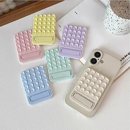 Punho De Telefone De Silicone 2 Em 1 Com Ventosa E Suporte-Multiângulo Universal Para Todos Os Modelos  Perfeito Selfie