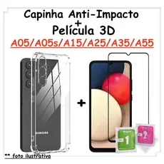 Capa Capinha Anti Impacto + Película 3D Para Samsung A05/A05s/A15/A25/A35/A55 Vários Modelos