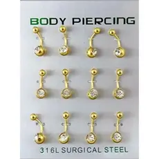 Cartela kit 12  De Piercing Com Pedra De Zircônia Lançamento 2022