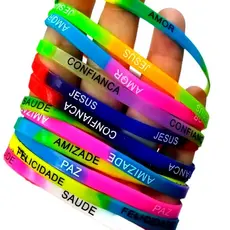 216 Pulseiras de silicones com palavras motivacionais da amizade coloridas ideal para revende /presente