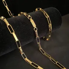Corrente PULSEIRA Oca Alongada 60cm Masculino Ouro 18k