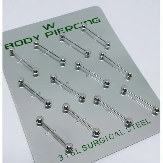 Carteira 12 peca Piercing de Língua Aço inoxidavel  IDEAL PARA REVENDA