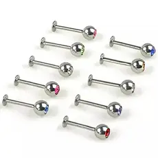 kit 12 peca Piercing labret zircônia aço inoxidável strass pedrinha tragus, hélix, conch
