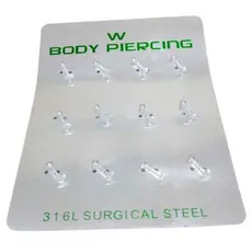Cartela Kit 12 Unidades de Piercing Labret Tragus Medusa Transparente 8m Queixo Silicone Flexíveis