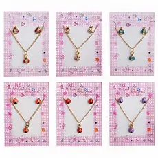 5 Kit Colar E Brinco  Infantil Menina Bijuteria Ideal Para Revenda Lembrancinha
