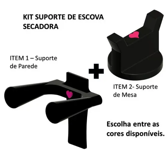 KIT Suporte de Escova Secadora e Secador de Cabelo + Descanso de Mesa para Escova Secadora de Cabelo