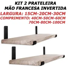 Kit 2 Prateleira Industrial Com Mão francesa de ferro invertida Nicho Decoração