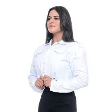 Jaqueta Jeans Branca Feminina Cropped Curta Desfiada Barra