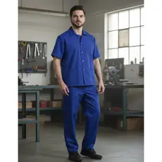 Conjunto Masculino em Tecido Oxford para Serviços Gerais Jaleco com Botões Calça Elático Não Mancha