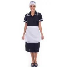 Vestido em Tecido Oxford Com Avental e Bordado Inglês Copeira