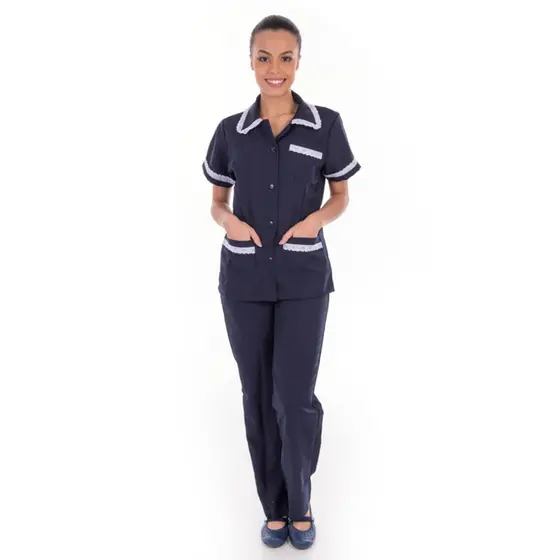 Kit com 2 conjuntos de Uniforme em Oxford p Copeira Empregada Doméstica Corporativo ou residencial