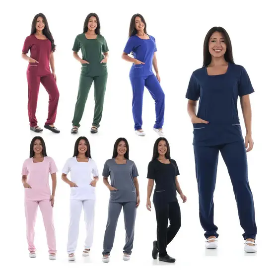 Conjunto Helanca Elastano Copeira Faxineira Babá Empregada