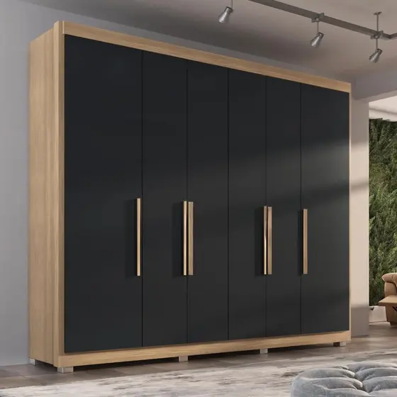 Guarda Roupa Casal Tonielque Valencia 6 Portas 6 Gavetas Com Pés