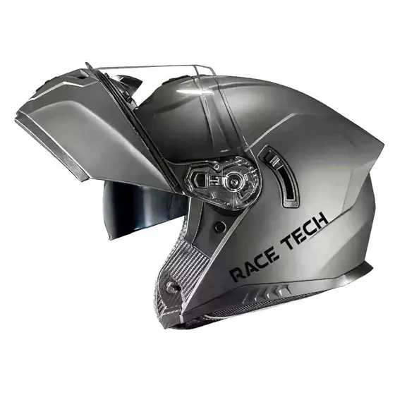 Capacete Masculino Moto Motoqueiro Articulado Robocop CinzaTitanium Fosco Signal Easy Fit Óculos Interno lançamento 2025