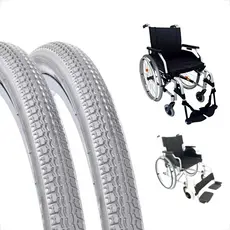 Par Pneu Pineu Para Cadeira de Rodas aro 24 x 1.3/8 Cinza Fino Resistente Arame Com Cravos