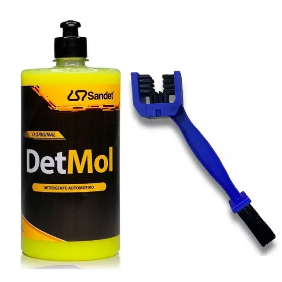 DETERGENTE AUTOMOTIVO 1L LIMPEZA PESADA MOTO DETMOL + ESCOVA CORRENTE