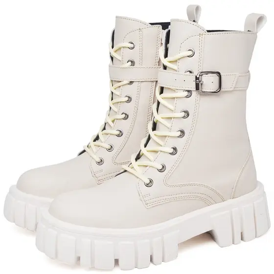 Bota Coturno Dubuy Feminina Tratorada Fivela Removivel Off White Lolla 1201FG