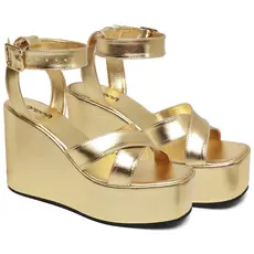 Tamanco Sandália Feminina Plataforma Dourado Alicia Dubuy 2112DB