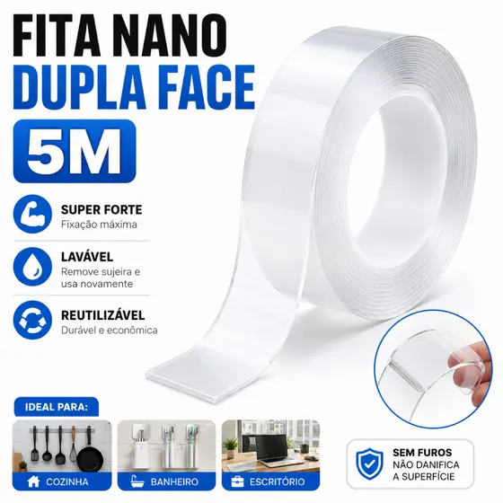 1 / 2 Pcs Fita Dupla Face Extra Forte Transparente NanoGel Silicone Mágica Adesiva Cola na Parede Móvel Porta Carpei
