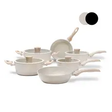 Jogo de Panelas 6 Peças Brinox Antiaderente Ceramic Life Sirius Vanilla e Preto - Com Indução