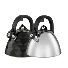 Chaleira de Inox com Apito Brinox 3 L Black Diamond e Jasmin com Indução