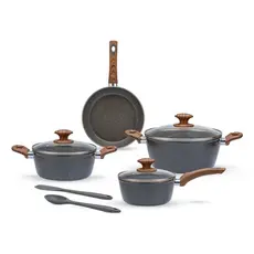 Jogo de Panelas Antiaderentes Ceramic Life com Indução - 6 Pçs - Marble Wood Brinox