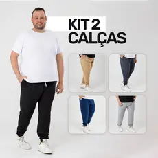 Kit 2 Calças Jogger Plus Size Moletom Masculina, Bolsos Laterais - Moda Casual e Esportivo