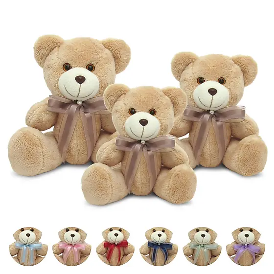 Trio Urso Articulado Com Laço Para Nicho Decoração Quarto Infantil Brinquedo Presente Decorativo