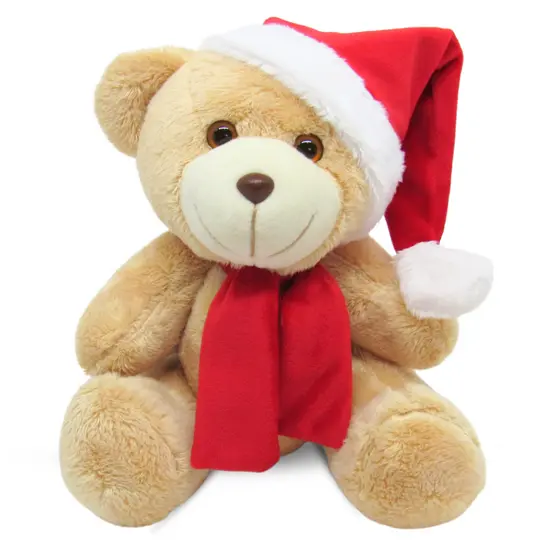 Urso De Pelúcia 20cm Sentado Decoração Para Natal