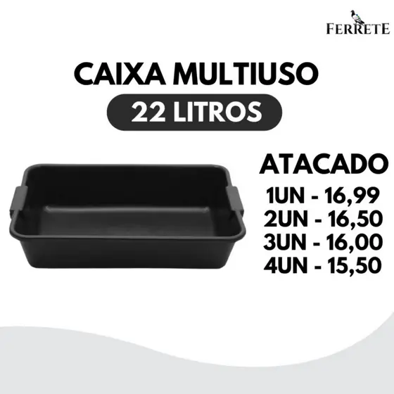 Caixa Plástica 22lts Multiuso Pedreiro Obra Construção Para Mexer Massa Cimento e Tintas