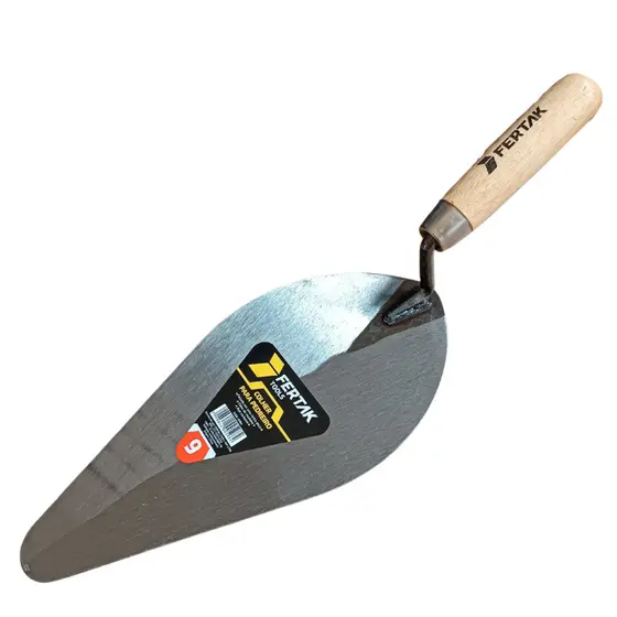 Colher De Pedreiro Canto Redondo 6", 7", 8", 9" e 10" Cabo Em Madeira Fertak