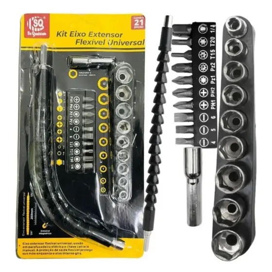Kit Para Furadeira E Parafusadeira 21 Peças Chaves Universal Cor Kit-sq-4257