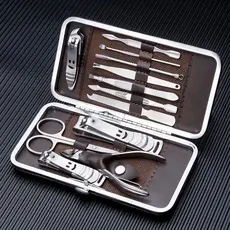 Kit De Pedicure e Manicure Com Estojo Portátil Cortador Unha Alicates Desencravador Com 12 Itens